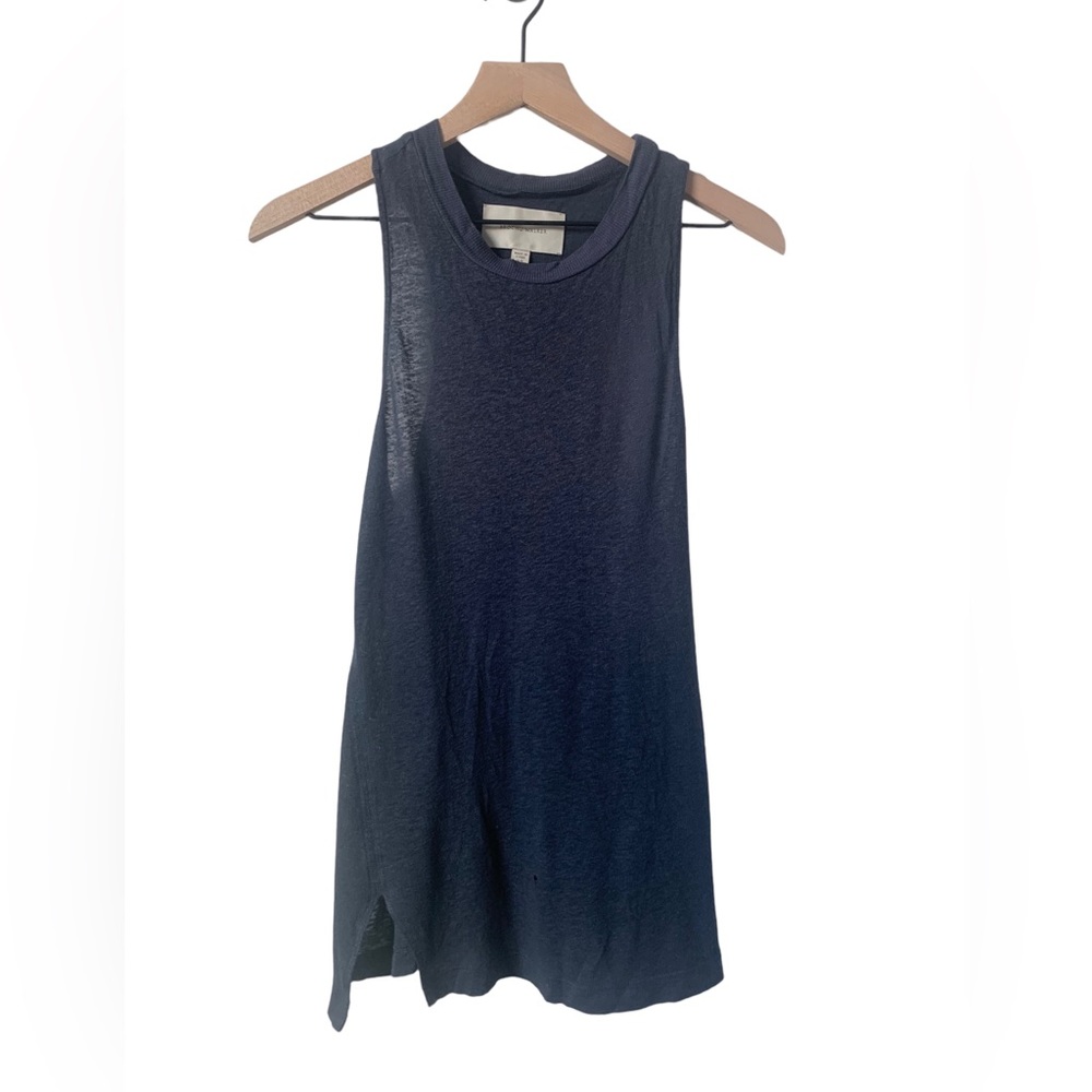 Brochu Walker Blue Linen Blend Sleeveless Tank Top